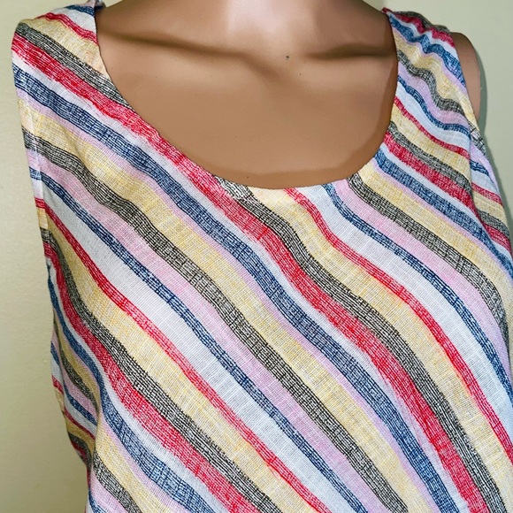 COCO BIANCO STRIPED TOP WOMENS TIED TO THE SIDE SLEEVELESS COLOR YELLOW SIZE M - Picture 11 of 13